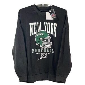 New York Jets Black NFL Game Couture Oversized Sweatshirt Size XL